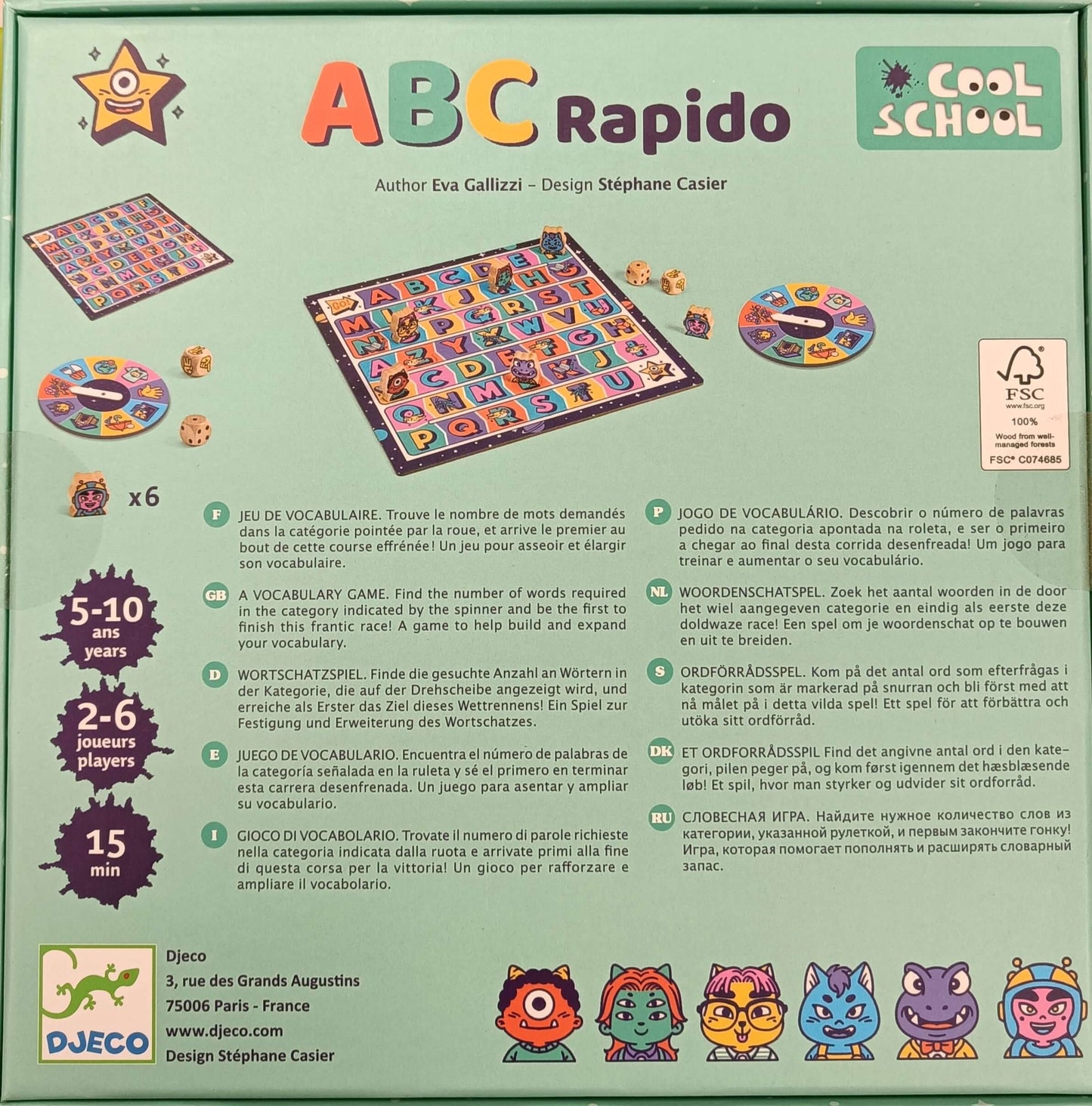 ABC Rápido Cool School  - Juego de mesa - Djeco - Desde 5 años