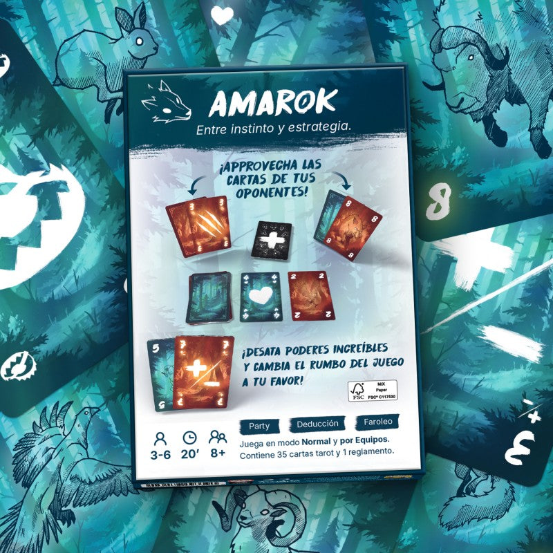 Amarok - Juego de cartas de intuición, lógica y faroleo  - 3-6 jugadores - +8 años - Rocket Lemon