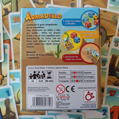 Armadillo: juego de cartas y dados, 20 minutos, desde 8 años