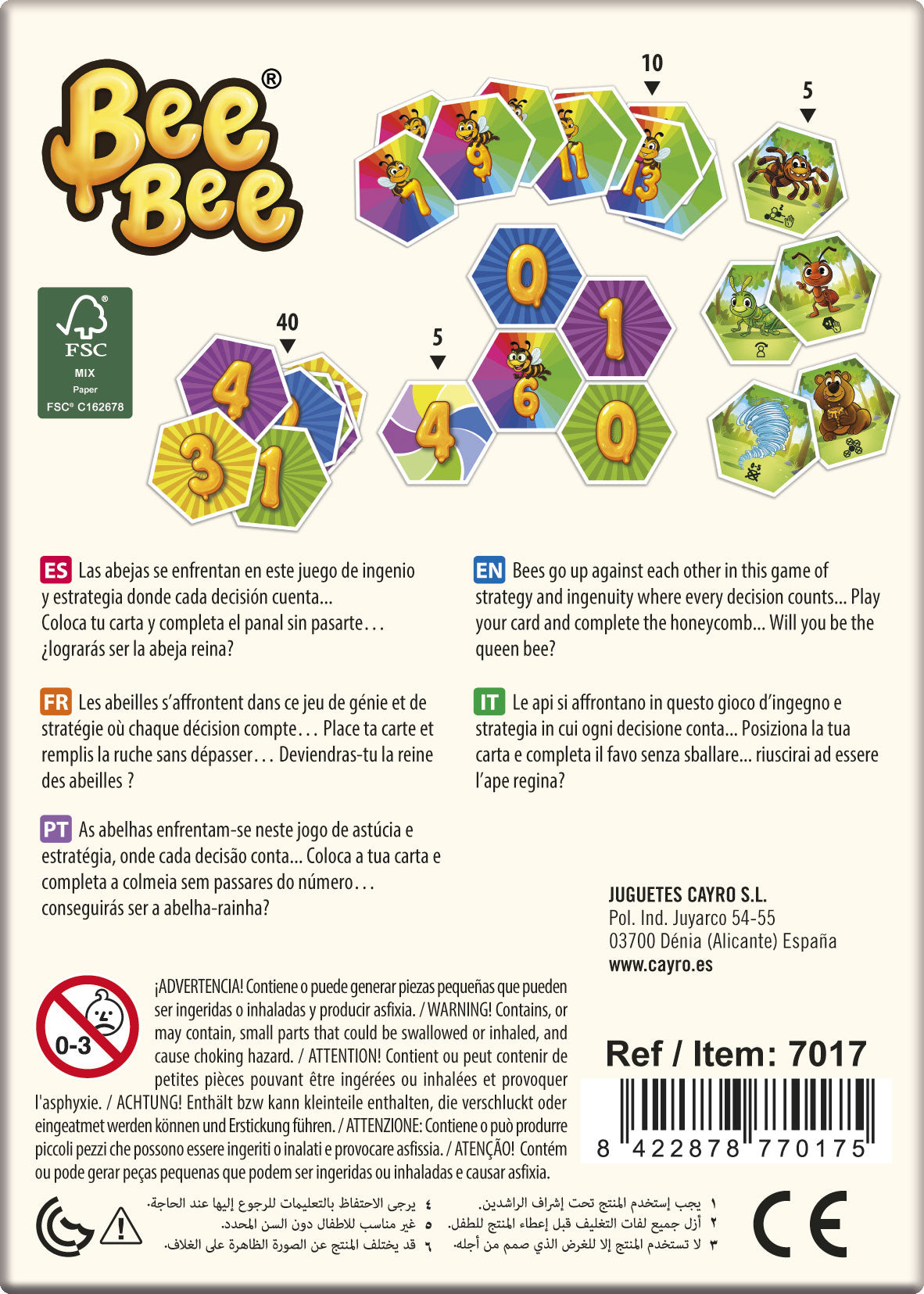 Bee Bee - Juego de mesa - Cayro - 2-5 jugadores - 7+ años - 15 min