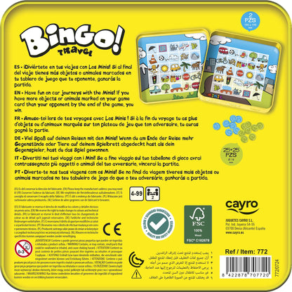 Bingo Travel - Juego de mesa - Cayro - Desde 4 años - 2 jugadores