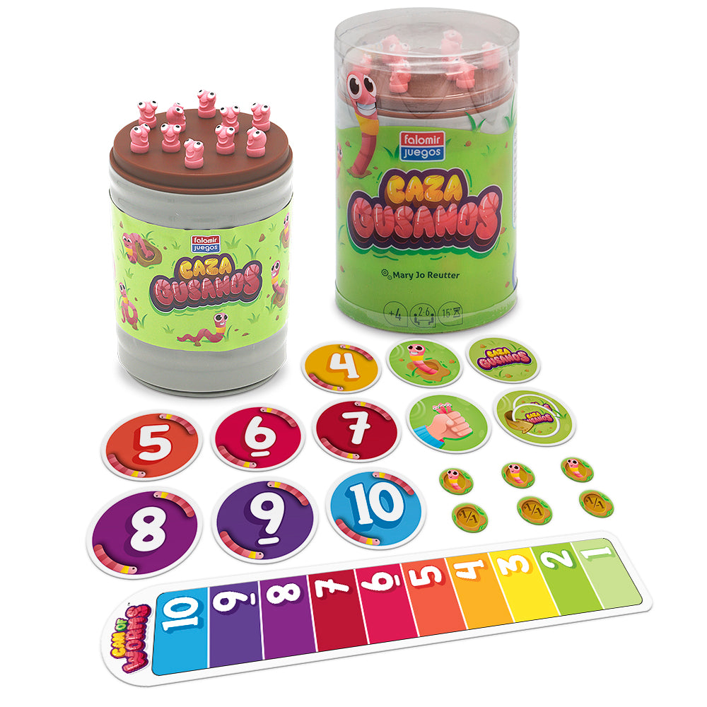 Cazagusanos – Juego de números y estimación con gusanos (4+ · 2-6 · 15 min) · Falomir