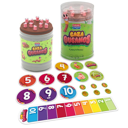 Cazagusanos – Juego de números y estimación con gusanos (4+ · 2-6 · 15 min) · Falomir