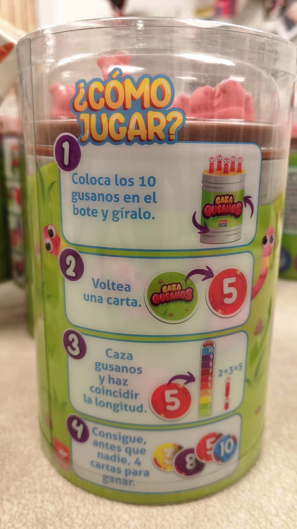 Cazagusanos – Juego de números y estimación con gusanos (4+ · 2-6 · 15 min) · Falomir