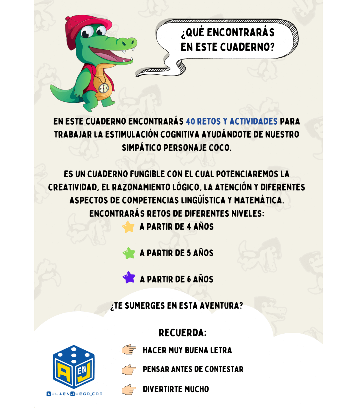 CUADERNO DE ESTIMULACIÓN COGNITIVA ¿JUEGAS CONMIGO? +4 AÑOS - Maria Salud Segura Palacios Books