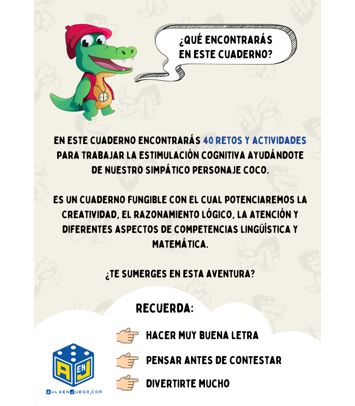CUADERNO DE ESTIMULACIÓN COGNITIVA. ¿JUEGAS CONMIGO? +6 AÑOS - Juan Carlos Ruiz Books