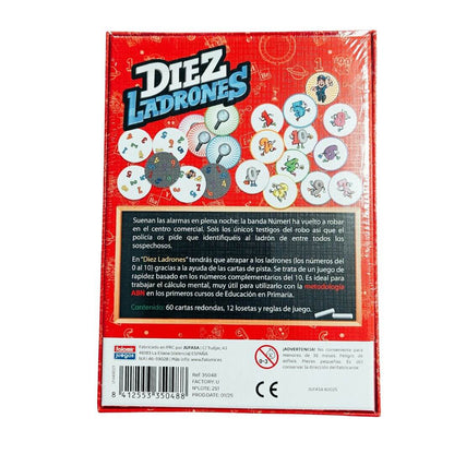 Diez ladrones, juego de cálculo mental y rapidez, 15 minutos, desde 6 años