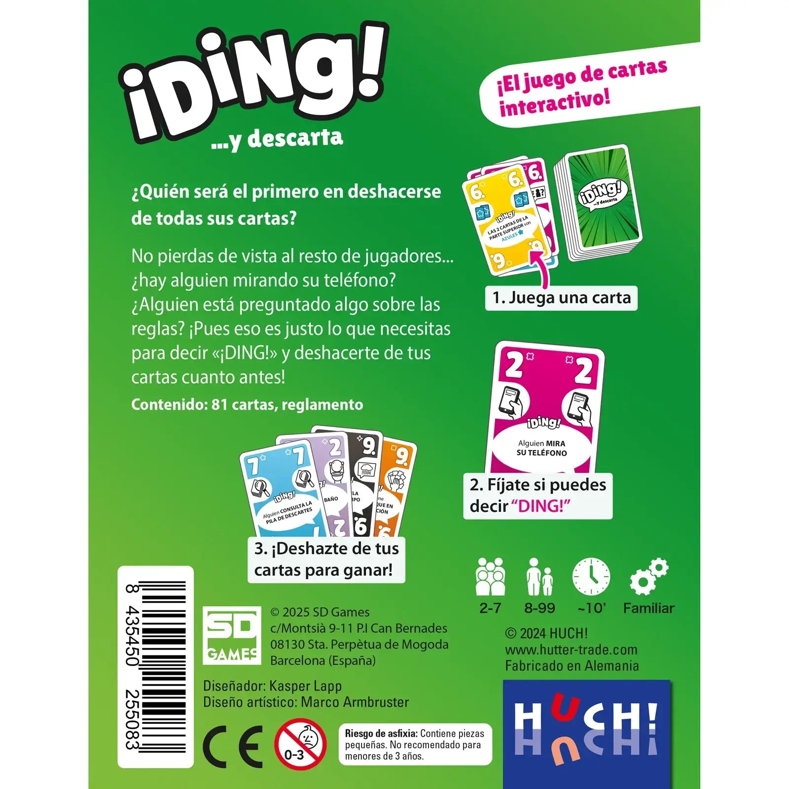 Ding - Juego de cartas - SD GAMES - 8+ años - 2 a 7 jugadores