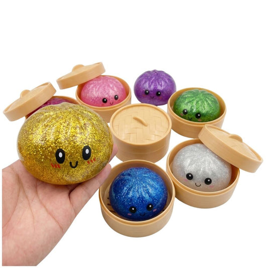 DUMPLING SQUISHY GLITTER 10CM - 1 Unidad Color Sorpresa - Desde 4 años -