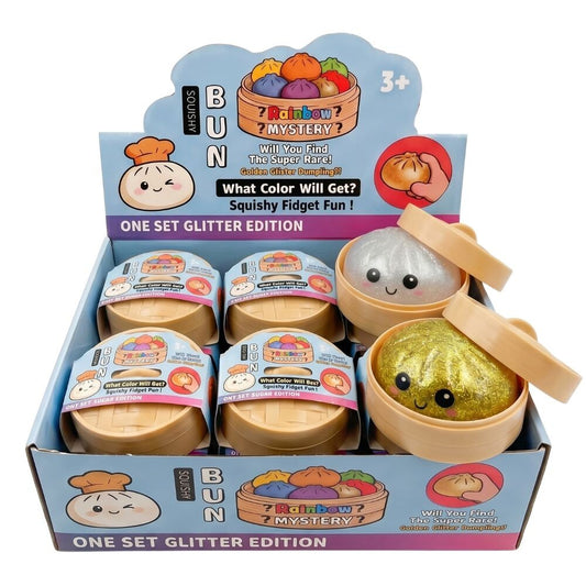DUMPLING SQUISHY GLITTER 10CM - 1 Unidad Color Sorpresa - Desde 4 años -