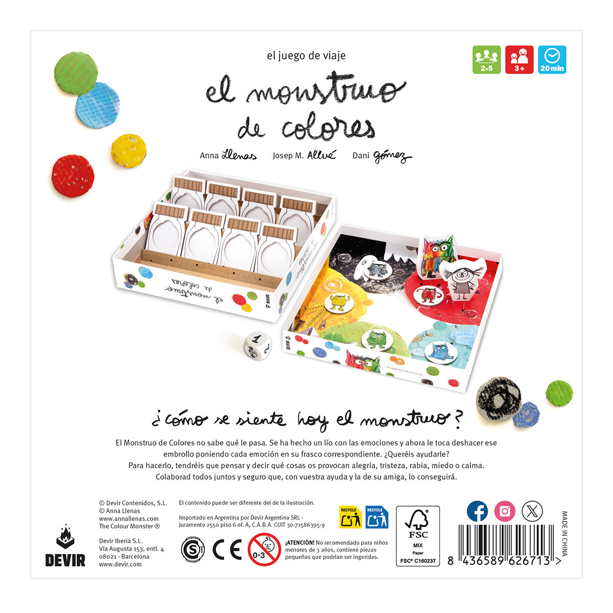 El Monstruo de Colores. El juego de viaje - Juego de mesa - Devir - 2-5 jugadores - 3+ años - 20 min