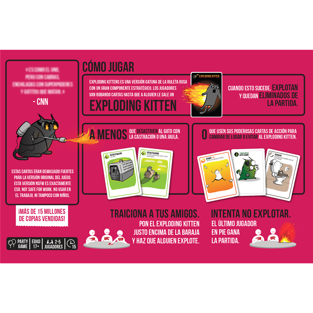 Exploding Kittens NSFW - Juego de mesa - Asmodee - +17  años