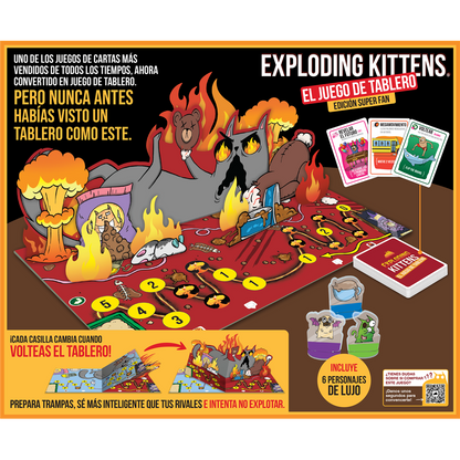 Exploding Kittens: The Board Game Super Fan Ed. - Juego de mesa familiar de estrategia caótica - Asmodee - Desde 7 años - De 2 a 6 jugadores