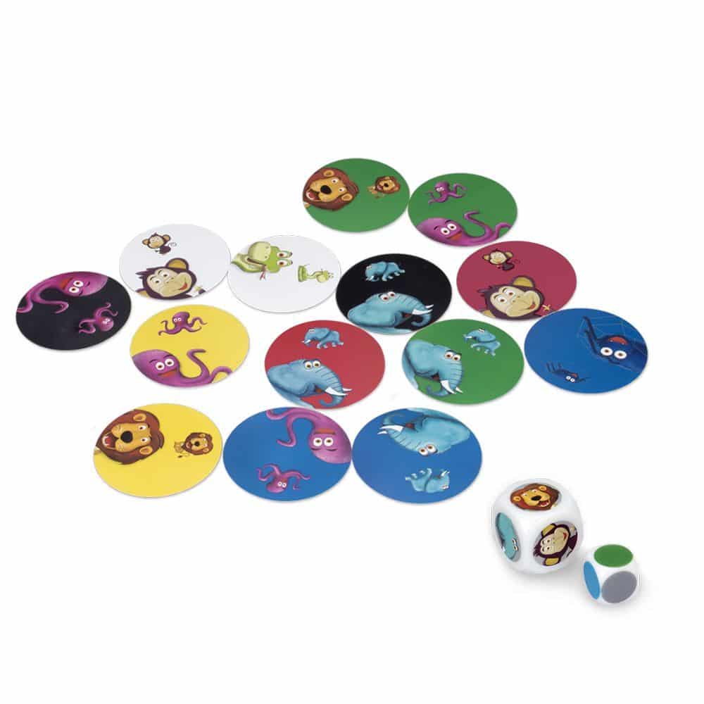Grabolo Jr. – animales, colores y rapidez visual con cartas resistentes al agua · 4+ · 3-5 jugadores · 10 min · Ludilo