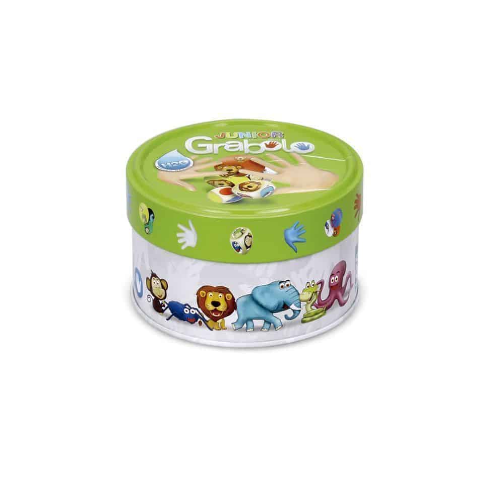 Grabolo Jr. – animales, colores y rapidez visual con cartas resistentes al agua · 4+ · 3-5 jugadores · 10 min · Ludilo