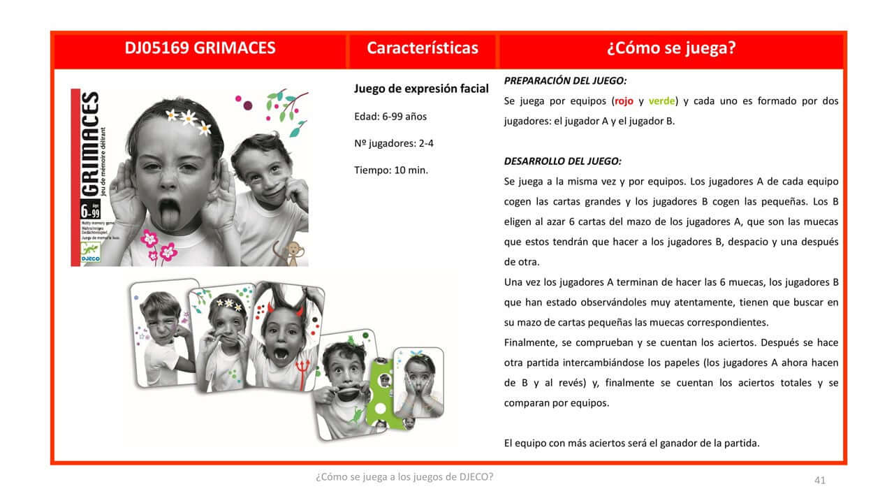 Grimaces Muecas - Juego de mesa - Djeco - Desde 6 años