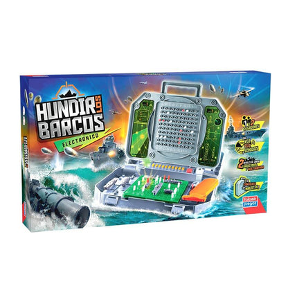 Hundir los Barcos Electrónico Maletín Falomir - Con voz, luz y sonidos - 1 a 2 jugadores - 6+ años