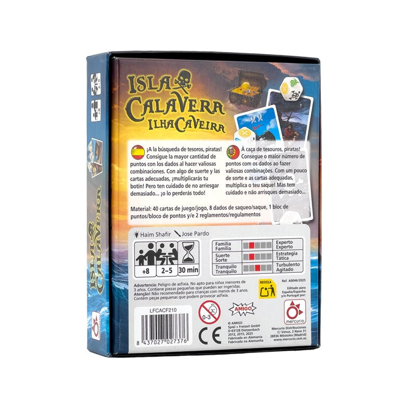Isla Calavera – Tesoros, calaveras y cálculos con mucha suerte · 8+ · 2-5 jugadores · 30 min · Mercurio