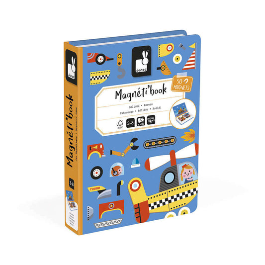 Magnetic book Bolidos | +3 años | Janod Educational Toys