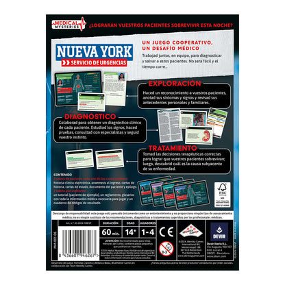 Medical Mysteries Nueva York - Juego de mesa - Devir - Desde 14 años - 1 a 4 jugadores