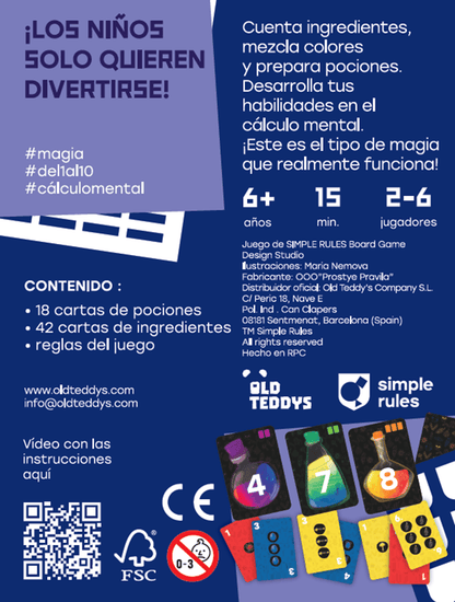 Numerus, juego de pociones y cálculo mental, 15 minutos, desde 6 años