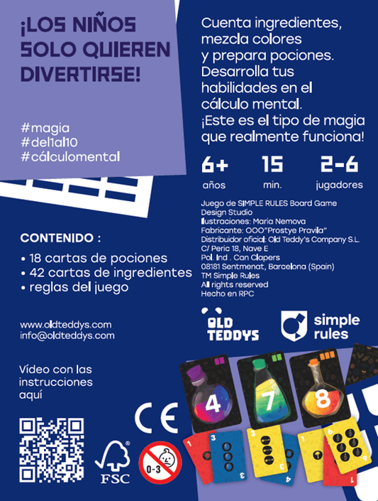 Numerus, juego de pociones y cálculo mental, 15 minutos, desde 6 años
