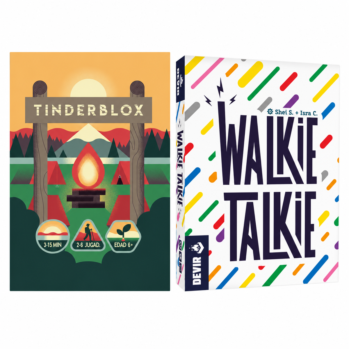 Pack de juegos para viajar – Equilibrio y palabras – Tinderblox + Walkie Talkie – Desde 8 años