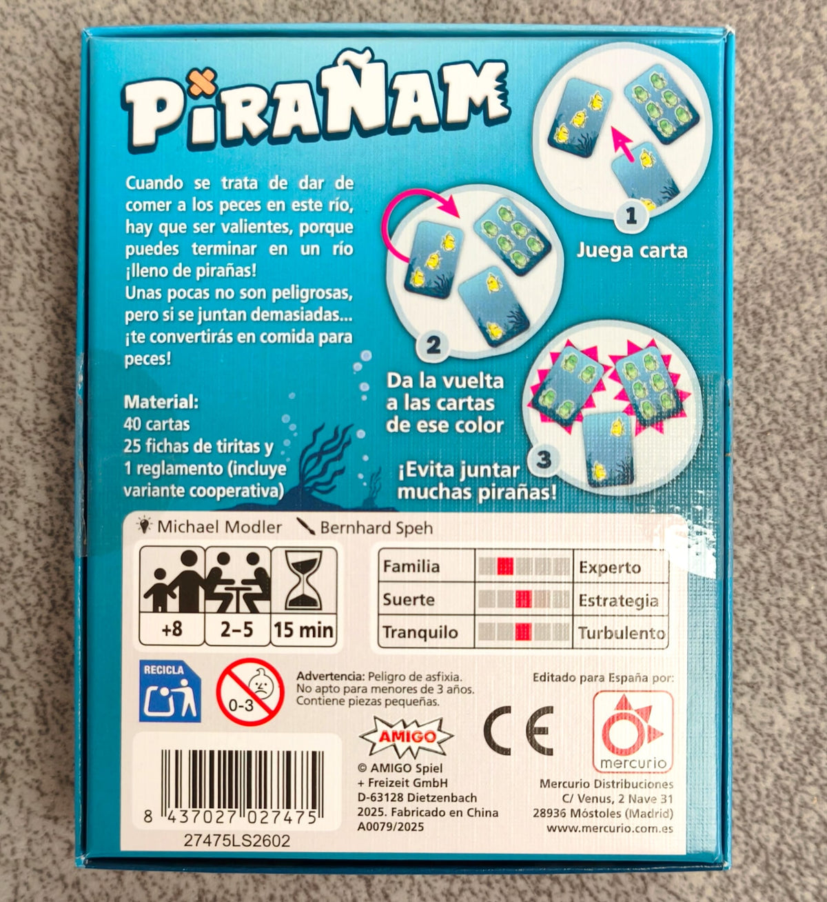 Pirañam - Juego de mesa - Mercurio - 2-5 jugadores - 8+ años - 15 min