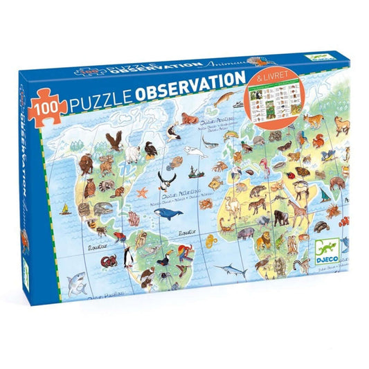 Puzzle Observación Animales del Mundo 100 piezas - Djeco +5 años Jigsaw Puzzles