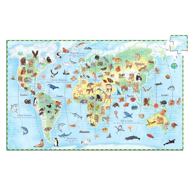 Puzzle Observación Animales del Mundo 100 piezas - Djeco +5 años Jigsaw Puzzles