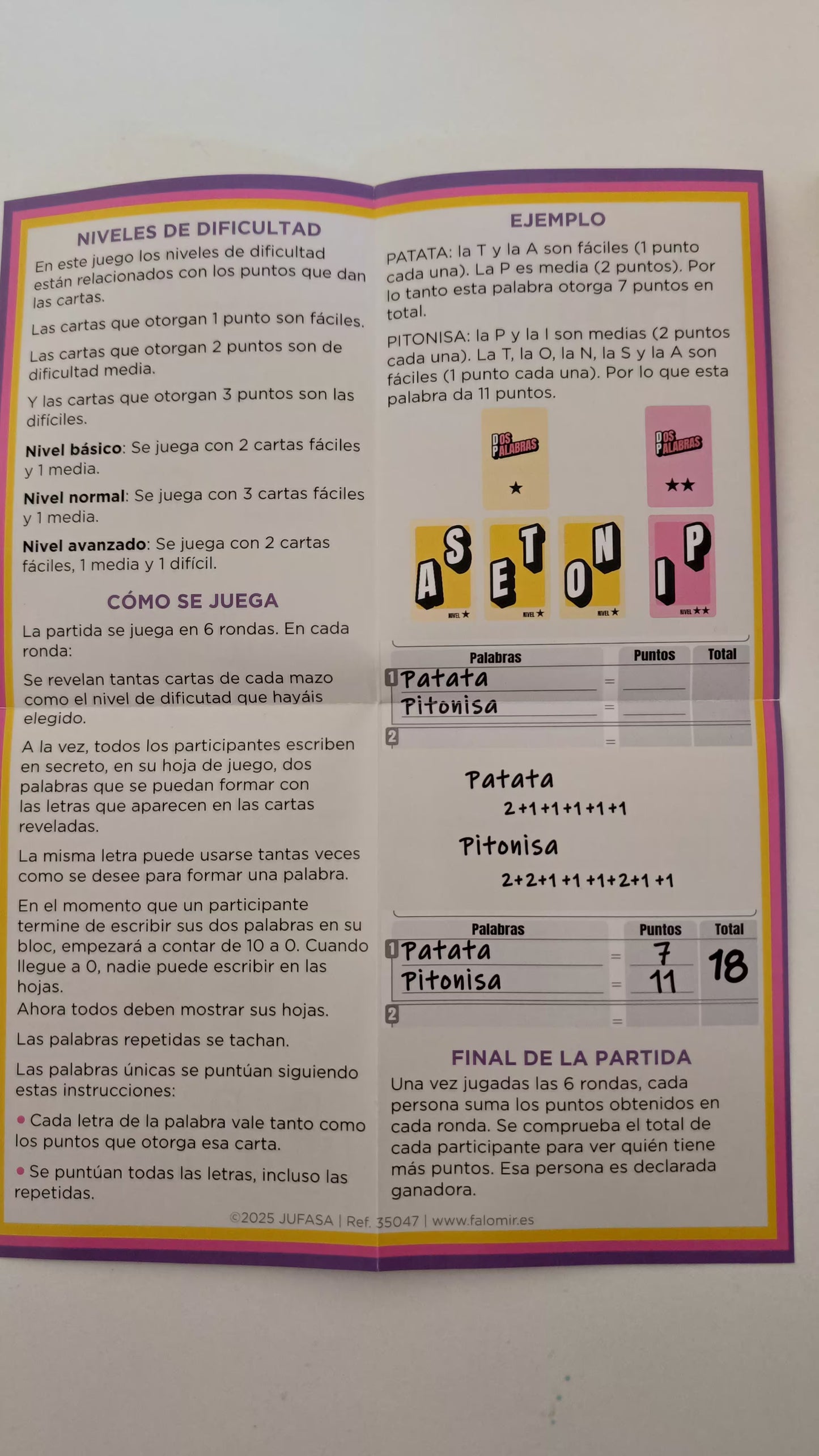 DOS PALABRAS - Falomir - Juego de Cartas, Palabras y risasn - 2 a 6 Jugadores · 15 min · 9+ años