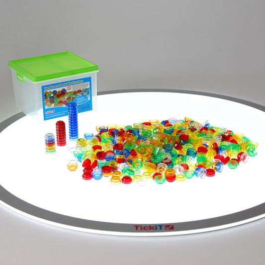 Fichas apilables de colores translúcidas para contar. Pack de 500 piezas Tickit - Desde 3 años