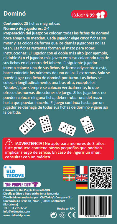 TO GO - Domino Magnético - Juego de mesa - The Purple Cow - 2-4 jugadores - 4+ años - 10 min