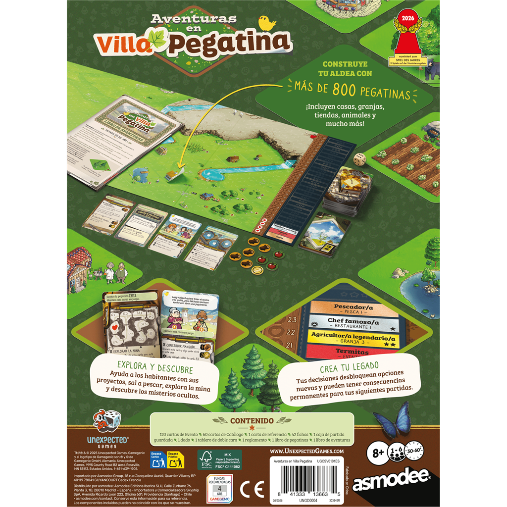 Aventuras en Villa Pegatina - Juego de mesa - Asmodee - 1-6 jugadores - 8+ años - 30-45 min