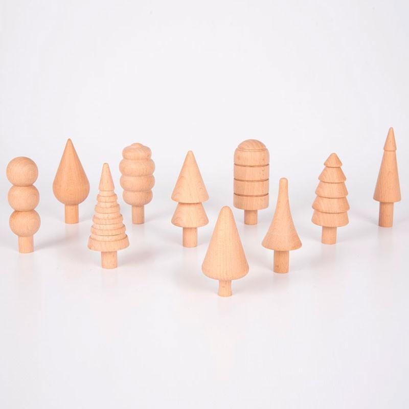 10 figuras de madera natural con formas de árboles - Tickit