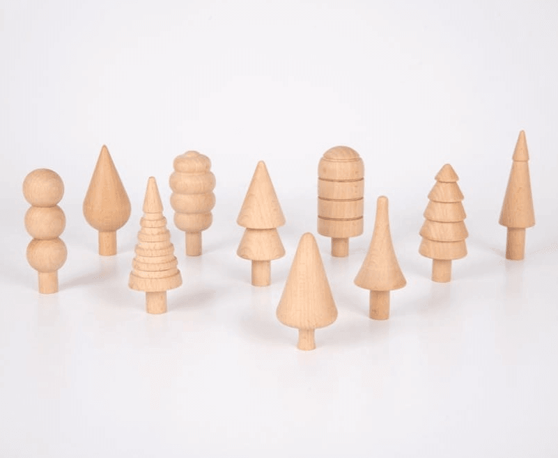 10 figuras de madera natural con formas de árboles - Tickit