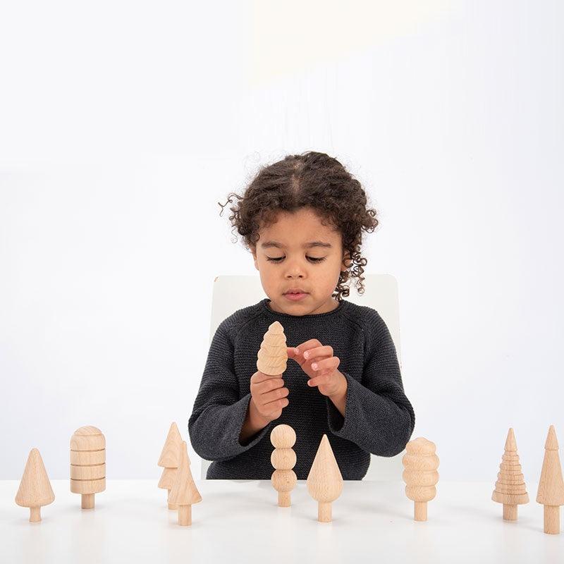 10 figuras de madera natural con formas de árboles - Tickit