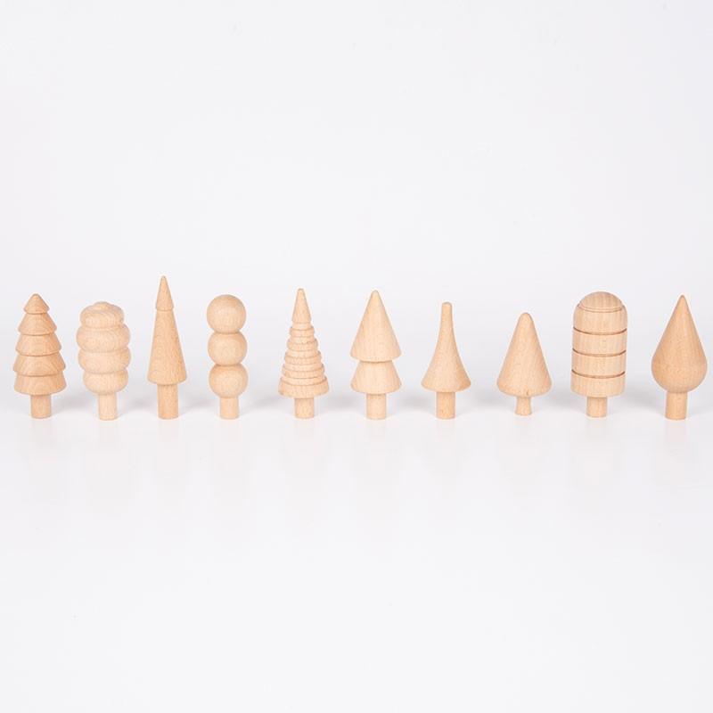 10 figuras de madera natural con formas de árboles - Tickit