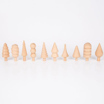 10 figuras de madera natural con formas de árboles - Tickit