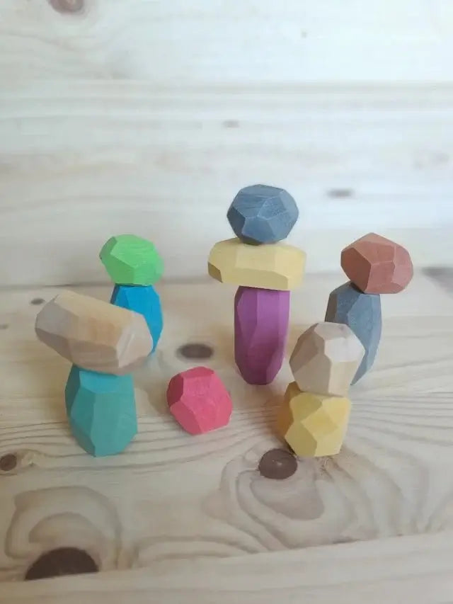 12 teniques arcoiris Piedras de madera Ocamora Educational Toys