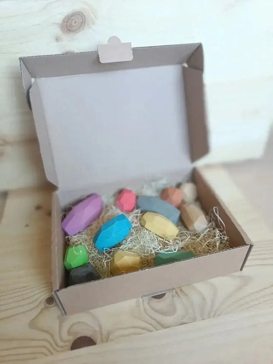 12 teniques arcoiris Piedras de madera Ocamora Educational Toys