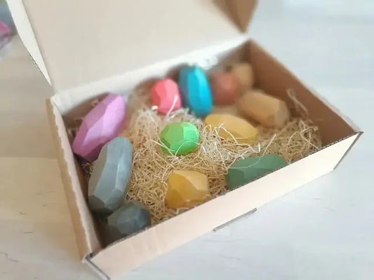 12 teniques arcoiris Piedras de madera Ocamora Educational Toys
