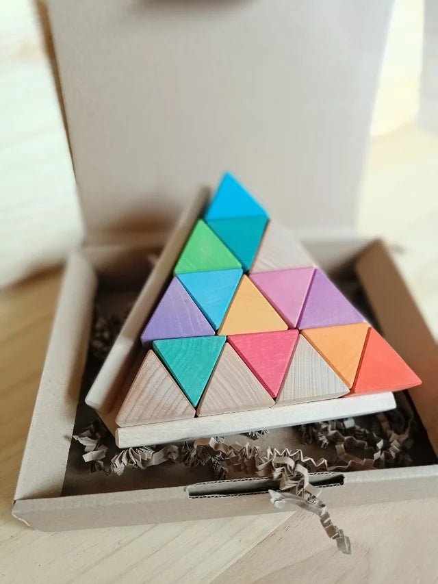 16 prismas triangulares madera - Ocamora - Mi Juego Bonito