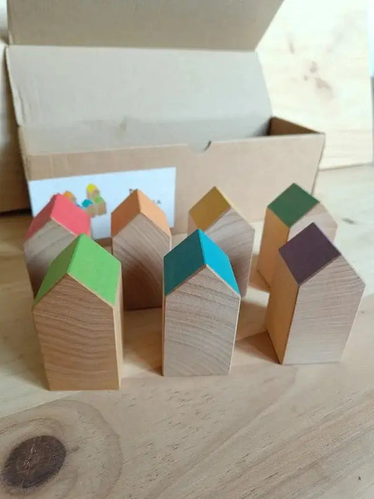 7 casitas arcoiris de madera - Ocamora - Mi Juego Bonito