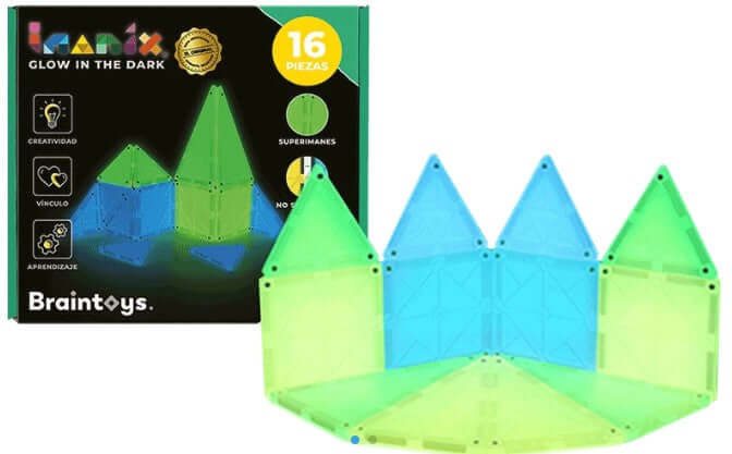 Braintoys Imanix Glow in the Dark 16 piezas. Brilla en la oscuridad