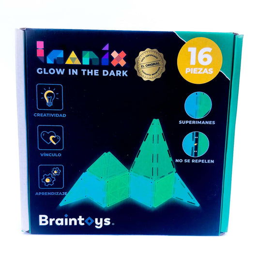 Braintoys Imanix Glow in the Dark 16 piezas. Brilla en la oscuridad