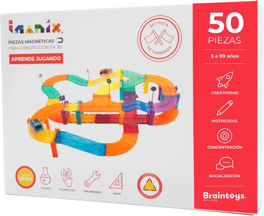 Braintoys Imanix Pista de Carreras 50 piezas Imanix Educational Toys