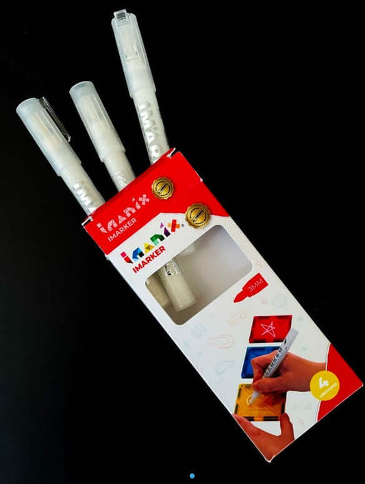 Braintoys Set de 4 Imarkers para Imanix (celeste, rosa, blanco y negro) Building Toys