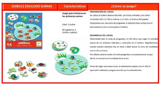 Eduludo Sumas - Juego de mesa desde los 5 años - Mi Juego Bonito