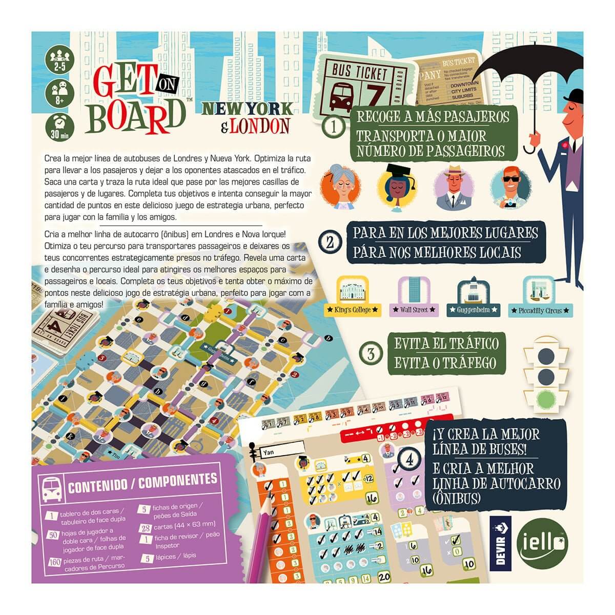 Get on Board New York London en castellano KM0 Juego de mesa desde los 8 años